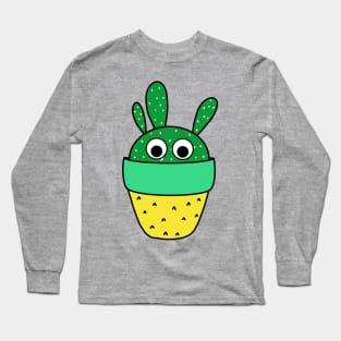 Cute Cactus Design #207: Angels Wings Cactus In Pineapple Pot Long Sleeve T-Shirt